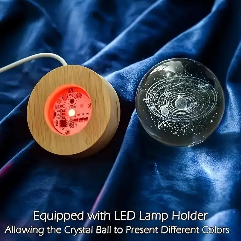 3D Laser Engraved Crystal Ball with Saturn Moon Galaxy Pattern USB Powered Magic LED Lighting for Christmas Valentine'S Day Anniversaries Home Decor