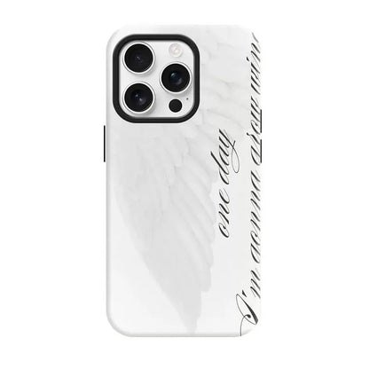 Women'S Angel Wing & Lace Magnetic Smartphone Case - 2-In-1 Korean Style Handheld Devices Protection, Aesthetic Coquette Black White Print, Shockproof Hard PC + Soft TPU Bumper, Slim Waterproof Camera-Safe Cellphone Accessory