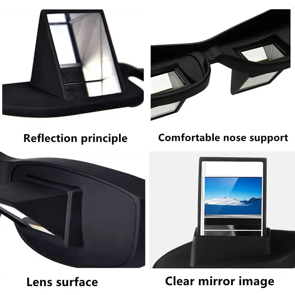 Lazy Glasses Bed Prism Glasses Spectacles Horizontal High Definition Glasses Prism Periscope Lie down Eyeglasses for Reading and Watch TV in Bed Unisex