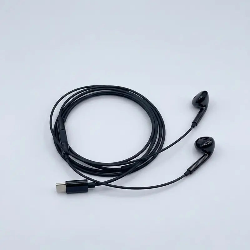 Type C Black Wired Stereo Earbuds for Iphone 17/17 Pro/16/15, Samsung S25/S24/S23, Pixel 10/9, Oneplus & USB-C Phones