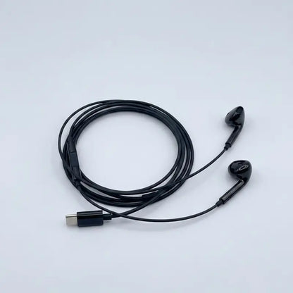 Type C Black Wired Stereo Earbuds for Iphone 17/17 Pro/16/15, Samsung S25/S24/S23, Pixel 10/9, Oneplus & USB-C Phones