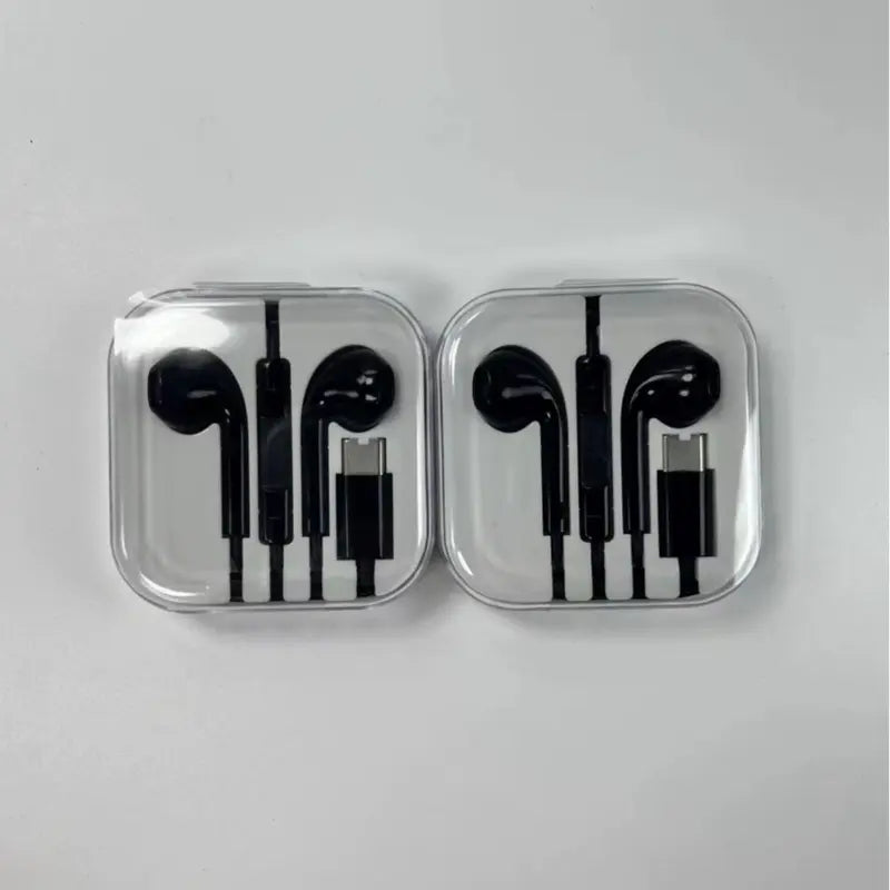 Type C Black Wired Stereo Earbuds for Iphone 17/17 Pro/16/15, Samsung S25/S24/S23, Pixel 10/9, Oneplus & USB-C Phones