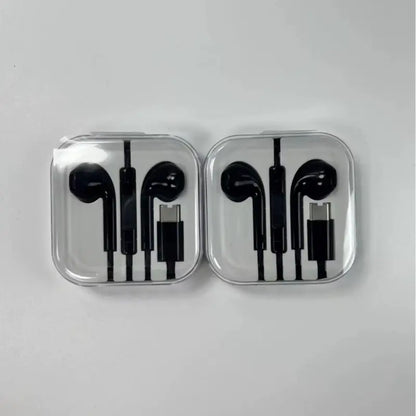 Type C Black Wired Stereo Earbuds for Iphone 17/17 Pro/16/15, Samsung S25/S24/S23, Pixel 10/9, Oneplus & USB-C Phones