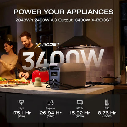 [LIVE] DELTA 3 Max Portable, 2048Wh Lifepo4 Battery, Solar Generator, 3400W X-Boost Output, Ultra-Fast 0-80% Charging in 1.13 Hr, Home Backup & RV Camping