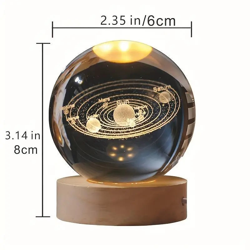 3D Laser Engraved Crystal Ball with Saturn Moon Galaxy Pattern USB Powered Magic LED Lighting for Christmas Valentine'S Day Anniversaries Home Decor