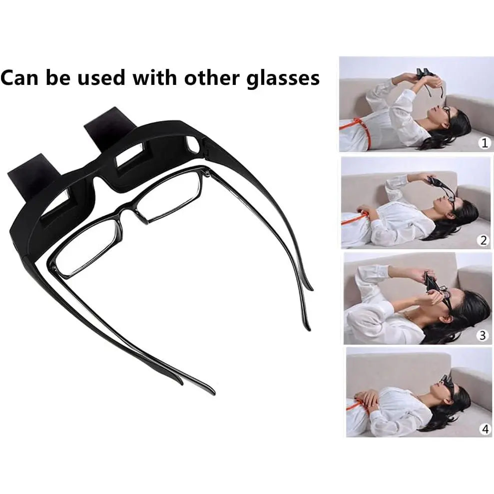 Lazy Glasses Bed Prism Glasses Spectacles Horizontal High Definition Glasses Prism Periscope Lie down Eyeglasses for Reading and Watch TV in Bed Unisex