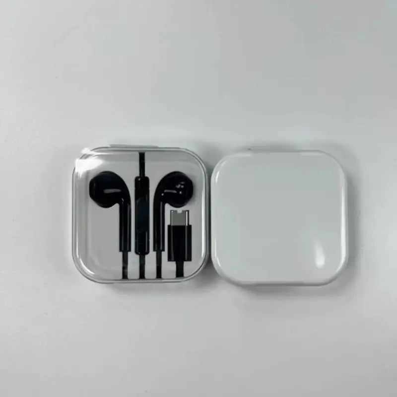 Type C Black Wired Stereo Earbuds for Iphone 17/17 Pro/16/15, Samsung S25/S24/S23, Pixel 10/9, Oneplus & USB-C Phones