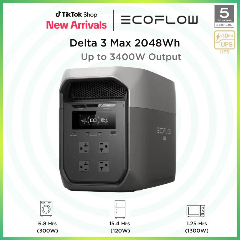 [LIVE] DELTA 3 Max Portable, 2048Wh Lifepo4 Battery, Solar Generator, 3400W X-Boost Output, Ultra-Fast 0-80% Charging in 1.13 Hr, Home Backup & RV Camping