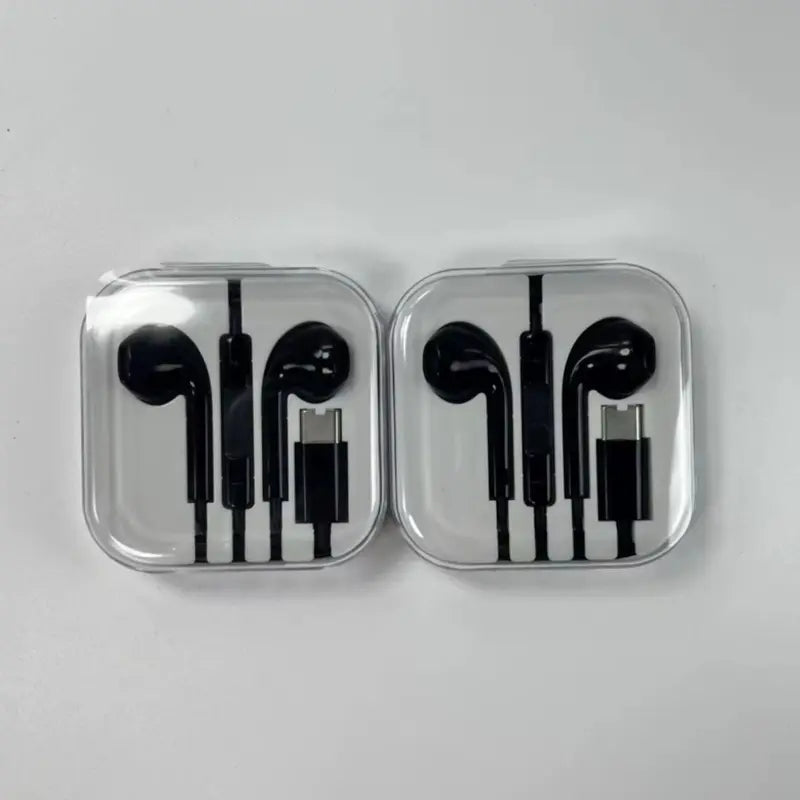 Type C Black Wired Stereo Earbuds for Iphone 17/17 Pro/16/15, Samsung S25/S24/S23, Pixel 10/9, Oneplus & USB-C Phones