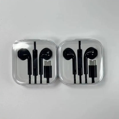 Type C Black Wired Stereo Earbuds for Iphone 17/17 Pro/16/15, Samsung S25/S24/S23, Pixel 10/9, Oneplus & USB-C Phones